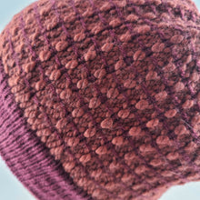 Load image into Gallery viewer, Woven Knit Hat, Raspberry Merlot Wool Blend Beanie 