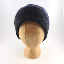 Load image into Gallery viewer, Woven Knit Hat, Black &amp; Purple Beanie