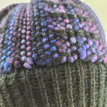 Load image into Gallery viewer, Woven Knit Hat, Black &amp; Purple Beanie