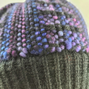 Woven Knit Hat, Black & Purple Beanie