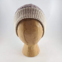 Load image into Gallery viewer, Woven Knit Hat, Ivory and Dusty Plum Wool Beanie