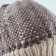 Load image into Gallery viewer, Woven Knit Hat, Ivory and Dusty Plum Wool Beanie
