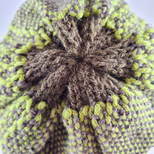 Load image into Gallery viewer, Woven Knit Hat, Chocolate and Lime Wool Blend Beanie