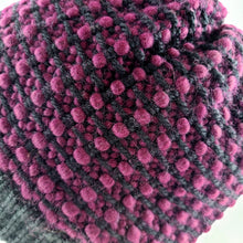 Load image into Gallery viewer, Woven Knit Hat, Black Raspberry Wool Blend Beanie