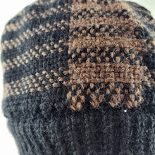 Load image into Gallery viewer, Woven Knit Hat, Black &amp; Brown Alpaca Wool Blend Beanie