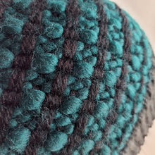 Load image into Gallery viewer, Woven Knit Hat, Black &amp; Deep Teal Wool Blend Beanie