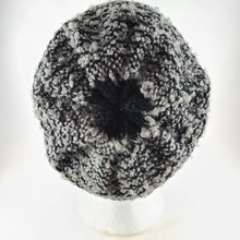 Load image into Gallery viewer, Woven knit hat, black &amp; grey boucle wool blend beanie