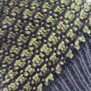 Woven knit hat, black & olive wool blend beanie