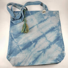 Load image into Gallery viewer, Hand- Dyed Shibori Natural Indigo Canvas Tote Bag