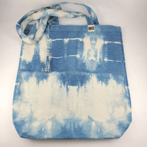 Hand- Dyed Shibori Natural Indigo Canvas Tote Bag